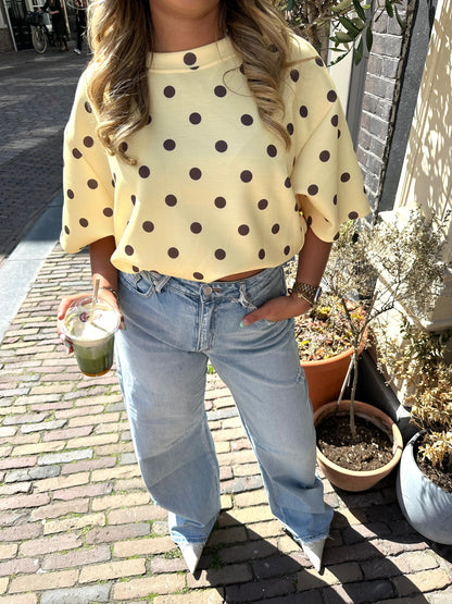 Nora Polka dot Ballon top - Yellow/Brown