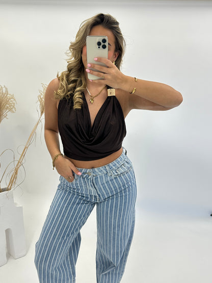 Sara halter top zwart