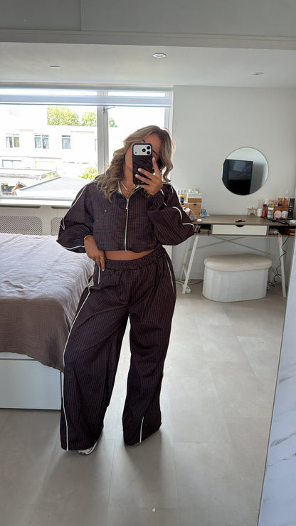 Veerle geruite check set - BROWN