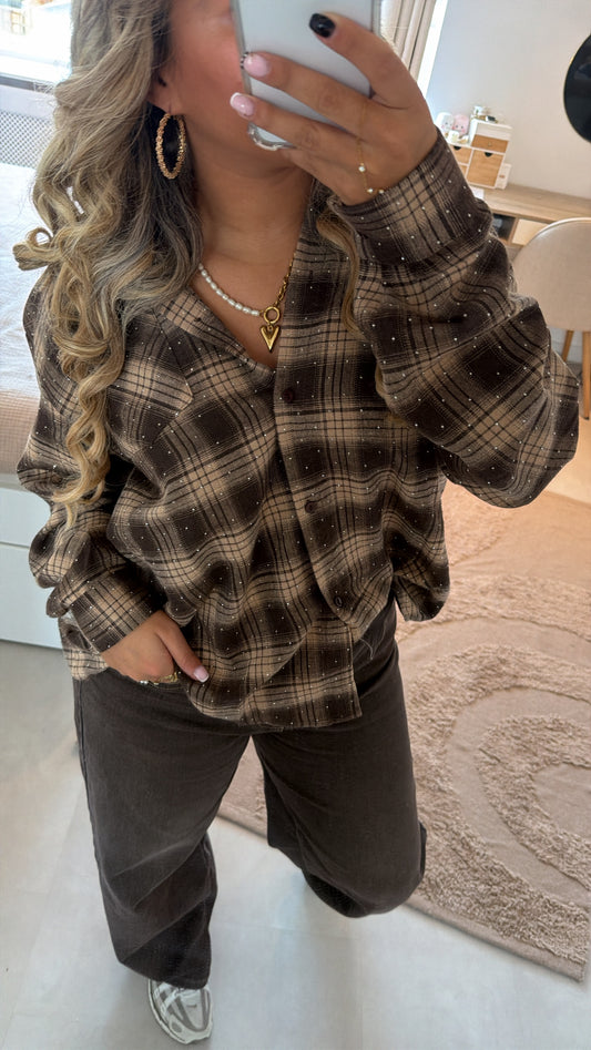 Demi geruite blouse - BROWN