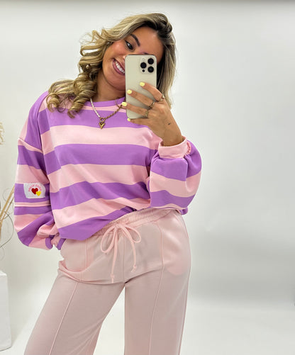 Wendy trui gestreept roze paars