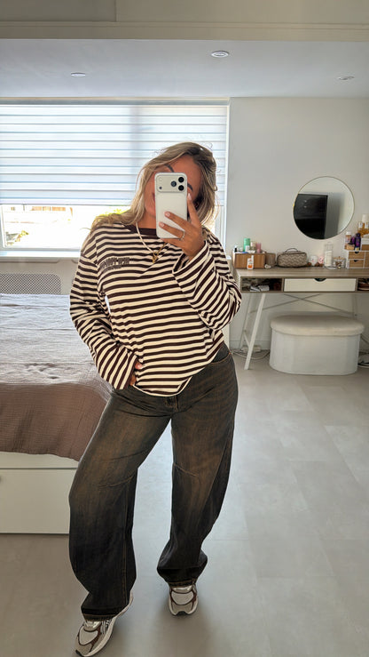 Nola stripe longsleeve - BROWN