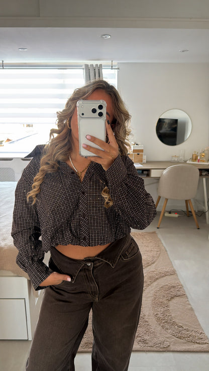 Lily balloon blouse glitter - BROWN