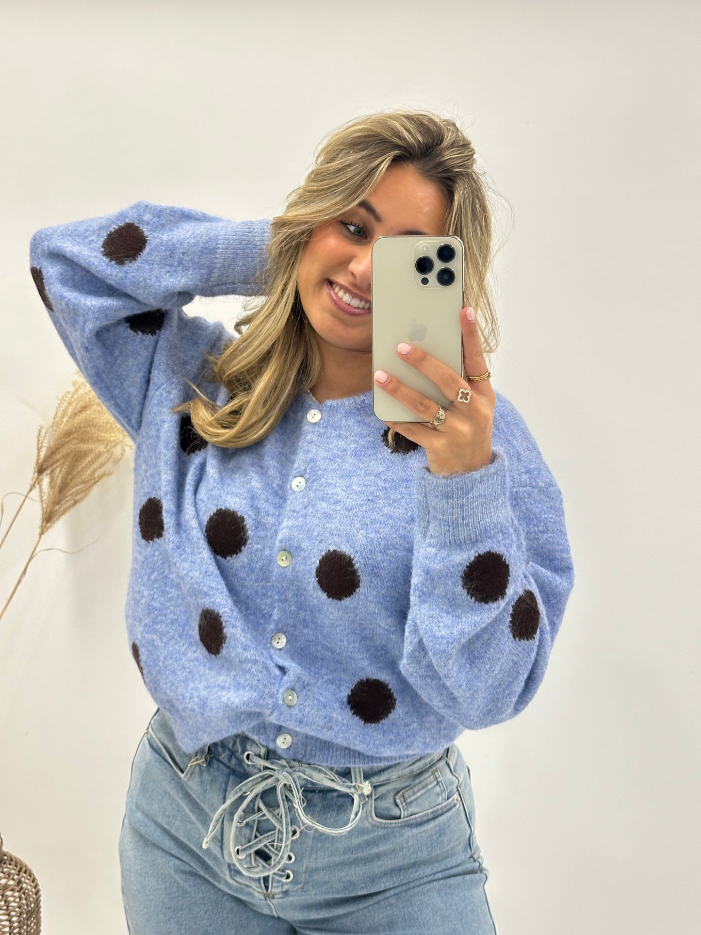 Tara trui polkadot blauw