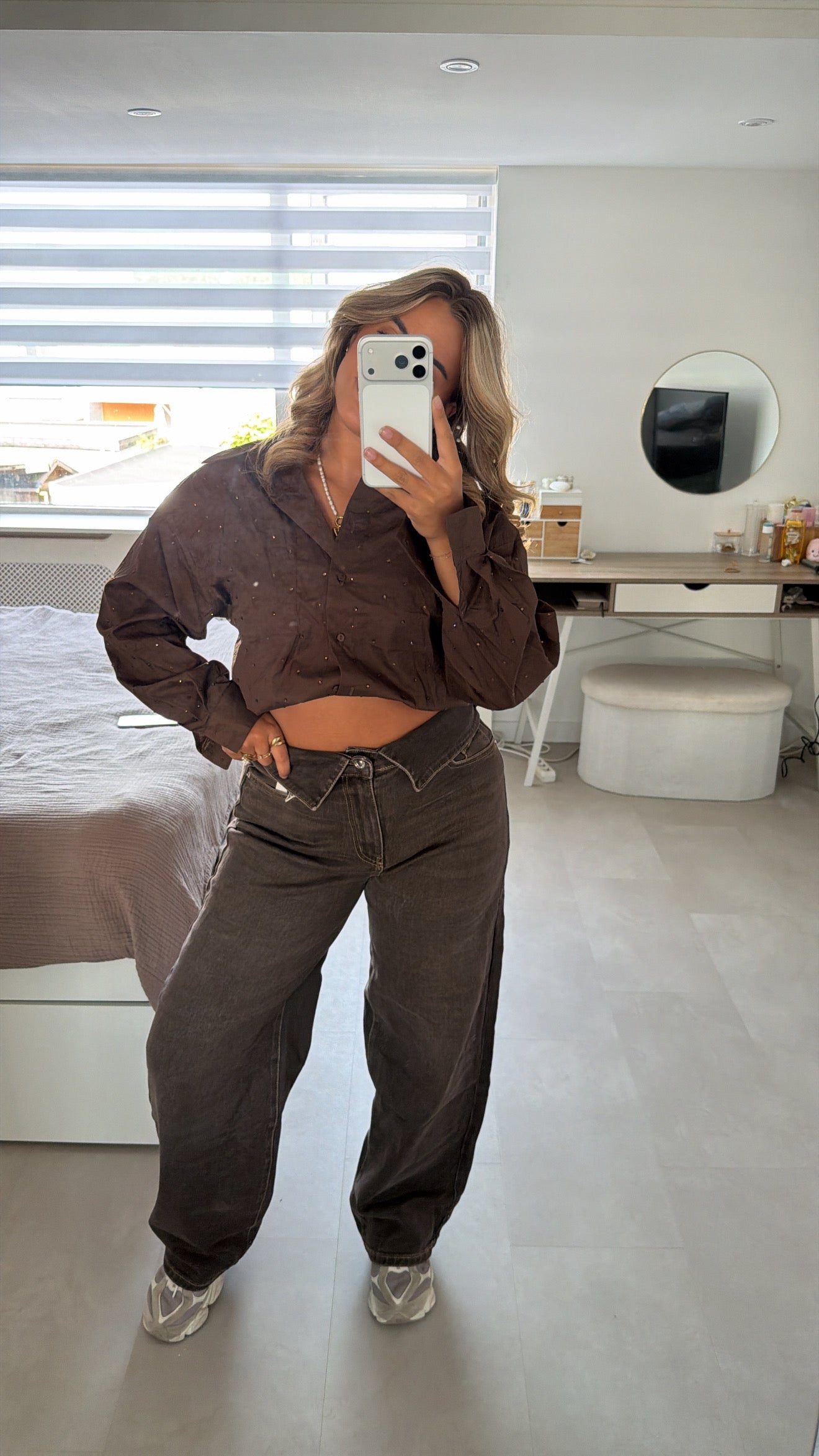 Puck balloon jeans - TAUPE/BROWN