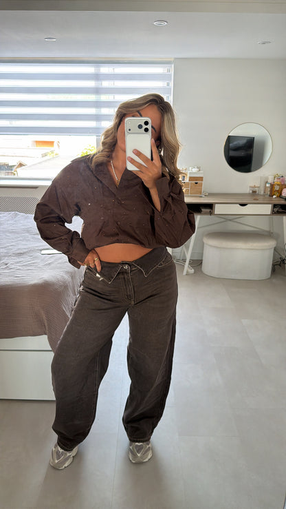 Puck balloon jeans - TAUPE/BROWN