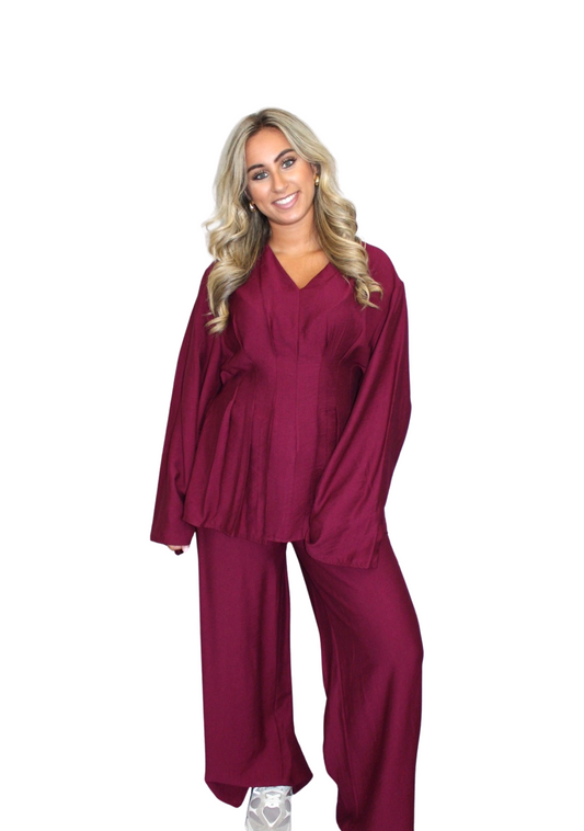 Lizzy co ord set bordeaux rood