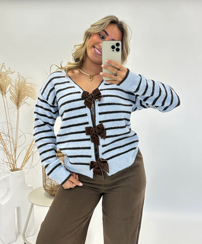 Zola trui strik blauw bruin