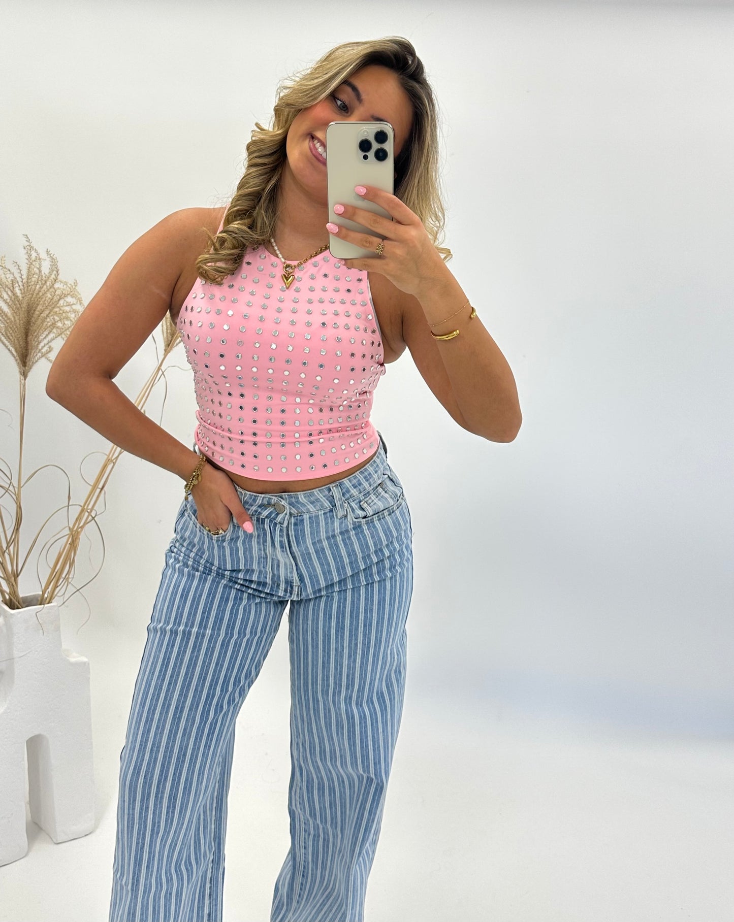 Bibi studs top roze