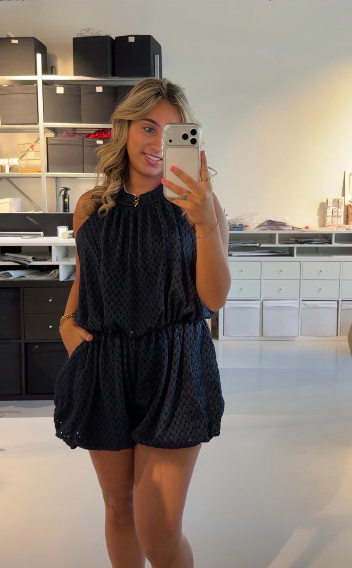 Sara ballon jumpsuit jurkje - NAVY