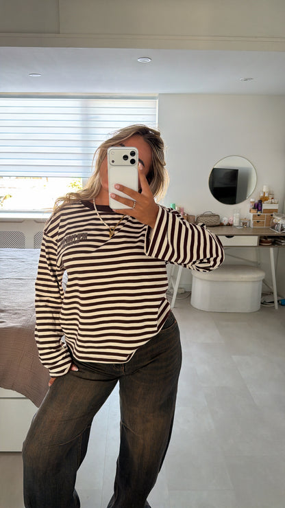 Nola stripe longsleeve - BROWN