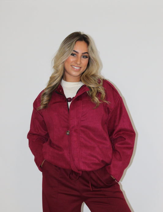 Maya suede jasje bordeaux rood