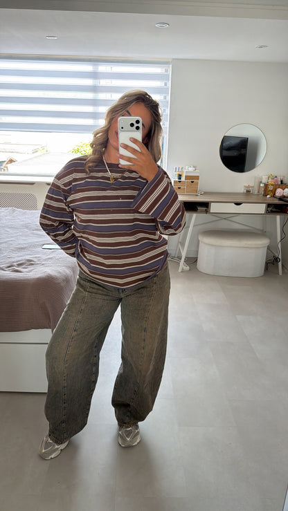 Lara gestreepte Longsleeve - BLUE/BROWN