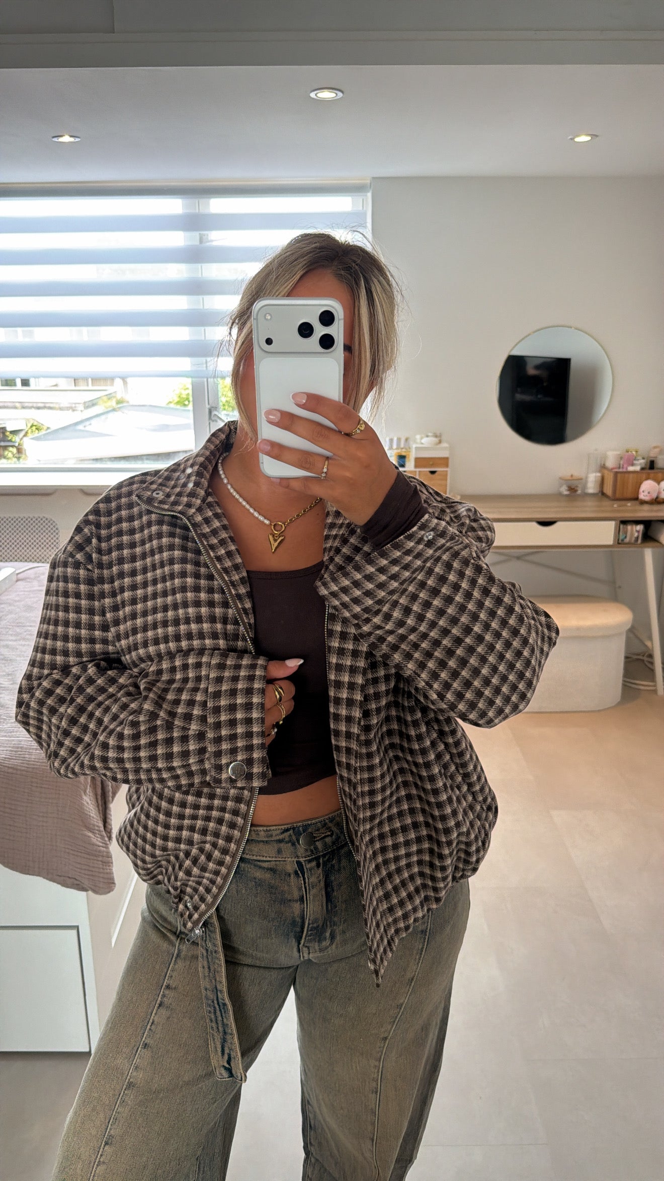 Maeve check jacket - BROWN