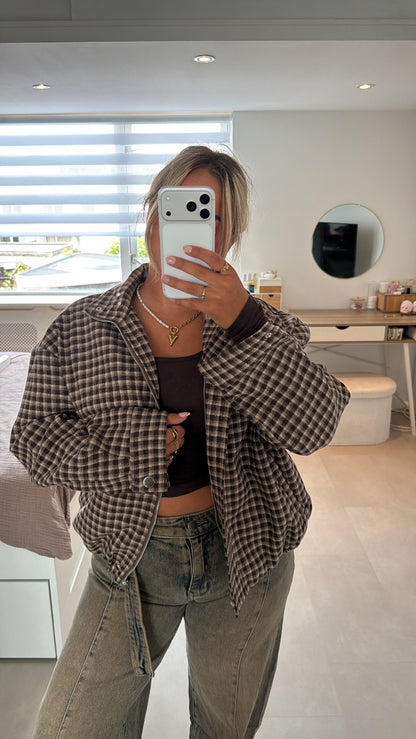 Maeve check jacket - BROWN