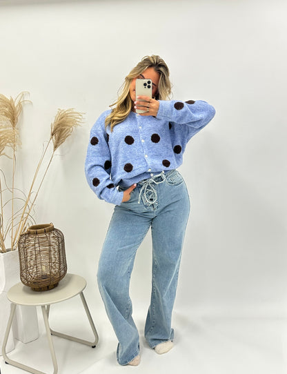 Tara trui polkadot blauw