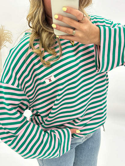 Sara roze-groen gestreepte longsleeve