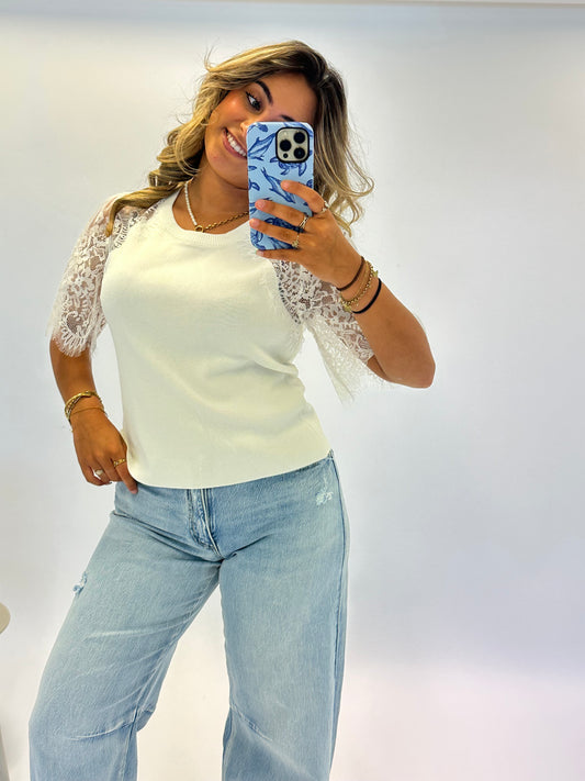 Sara Lace Top - White