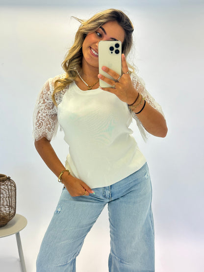 Sara Lace Top - White