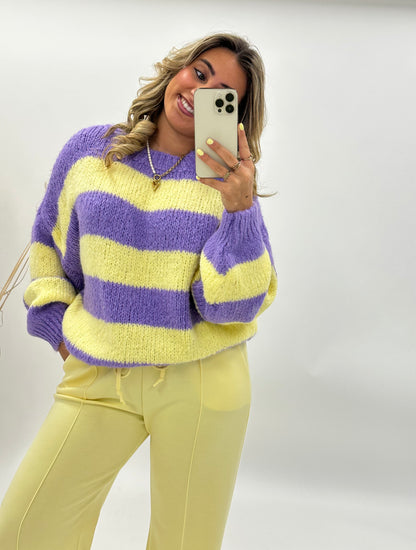 Lora trui pastel paars geel