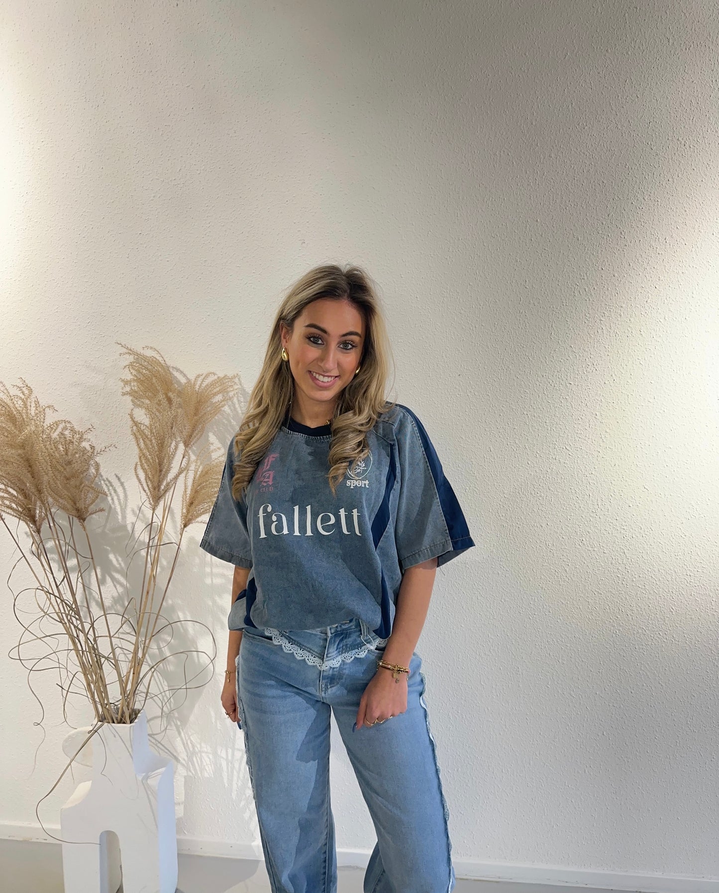 TSHIRT DENIM VOETBAL LOUISE - SPIJKERBLAUW