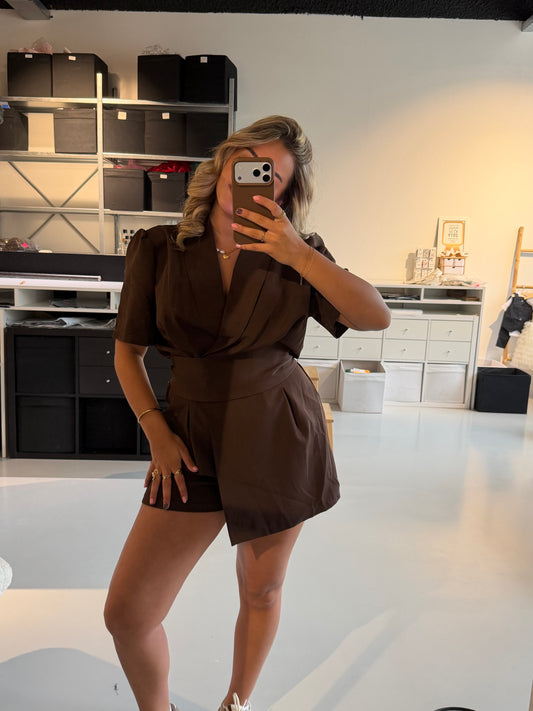Olivia jumpsuit jurkje - BROWN