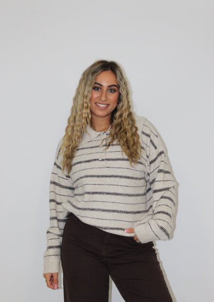 Kady trui amour streep beige