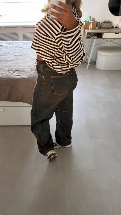 Mila Balloon jeans - BLUE/BROWN WASSING