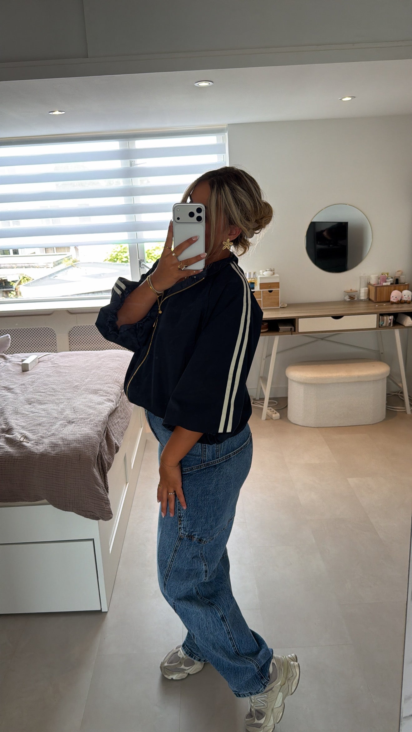Fleur Balloon stripe jacket - NAVY