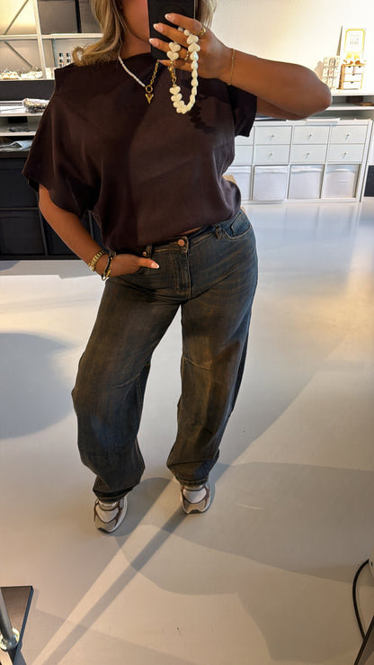 Mila Balloon jeans - BLUE/BROWN WASSING