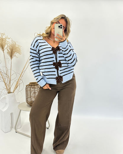 Zola trui strik blauw bruin