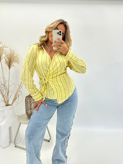 Milou wikkelblouse geel