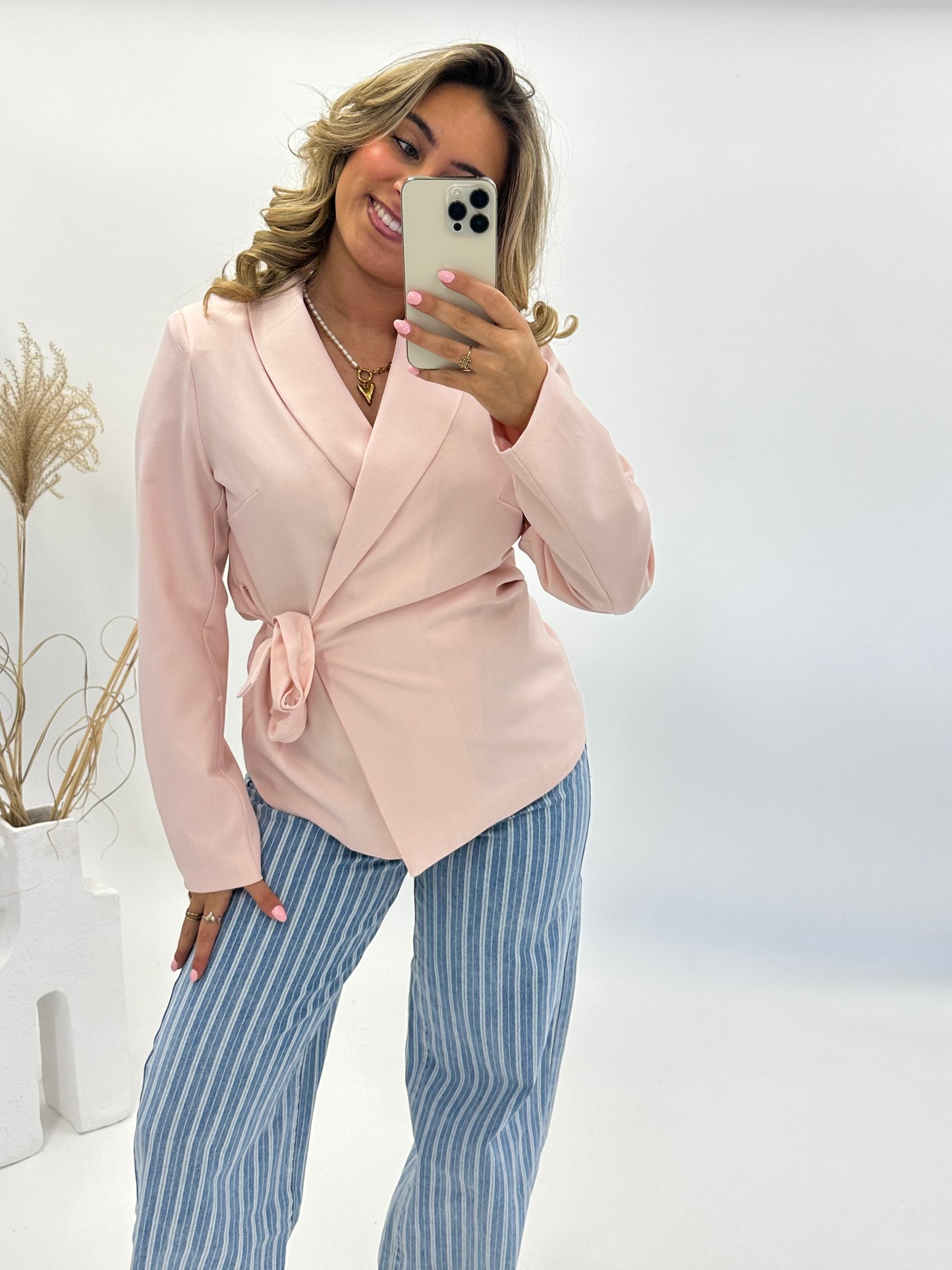 Nora blazer jasje overslag lichtroze