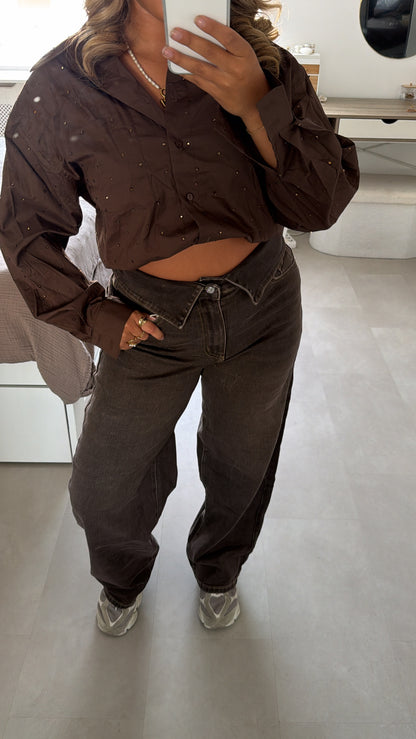 Puck balloon jeans - TAUPE/BROWN