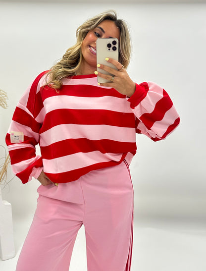Wendy trui gestreept roze rood
