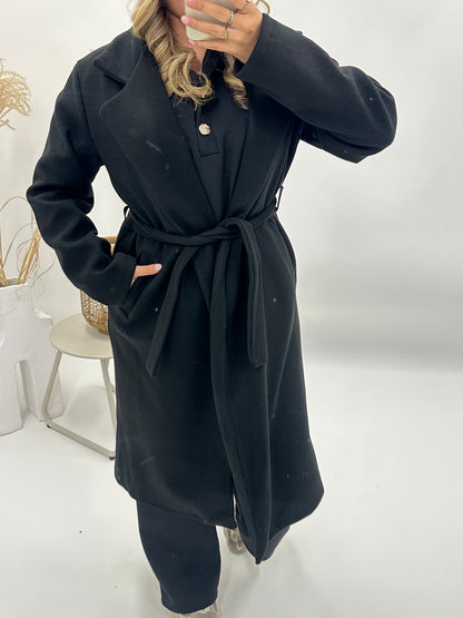 Yara trenchcoat met ceintuur zwart