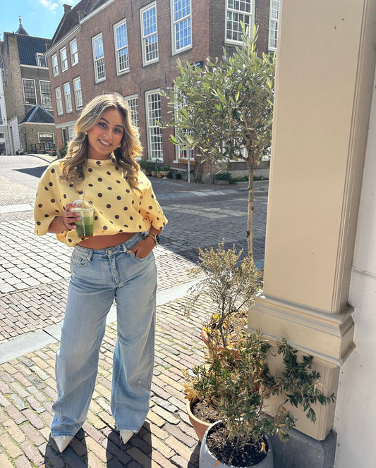 Nora Polka dot Ballon top - Yellow/Brown