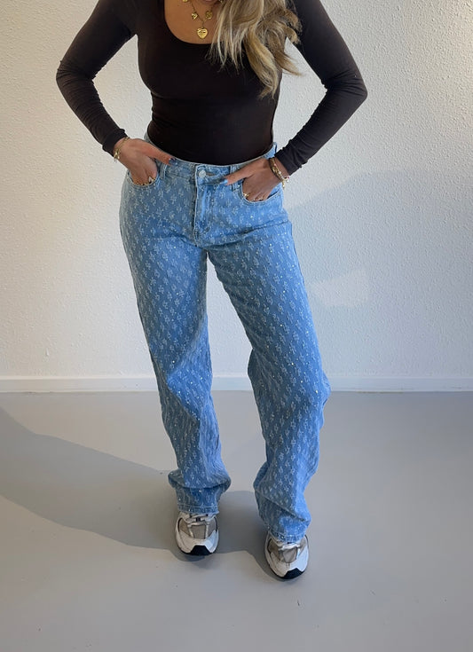 JEANS STRAIGHT LEG ANNELIE GLINSTER - SPIJKERBLAUW