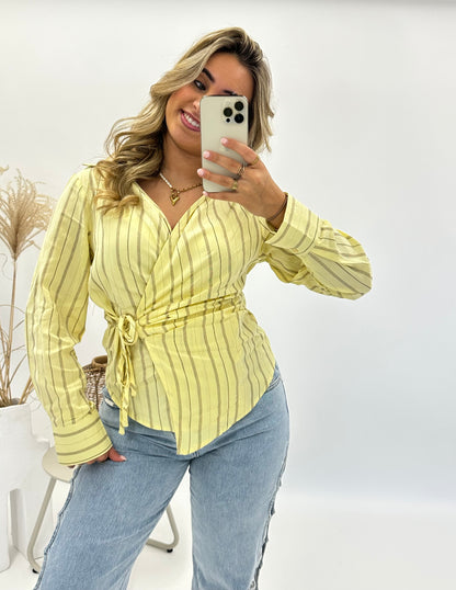 Milou wikkelblouse geel