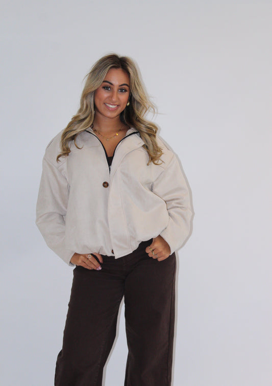 Maya suede jasje beige