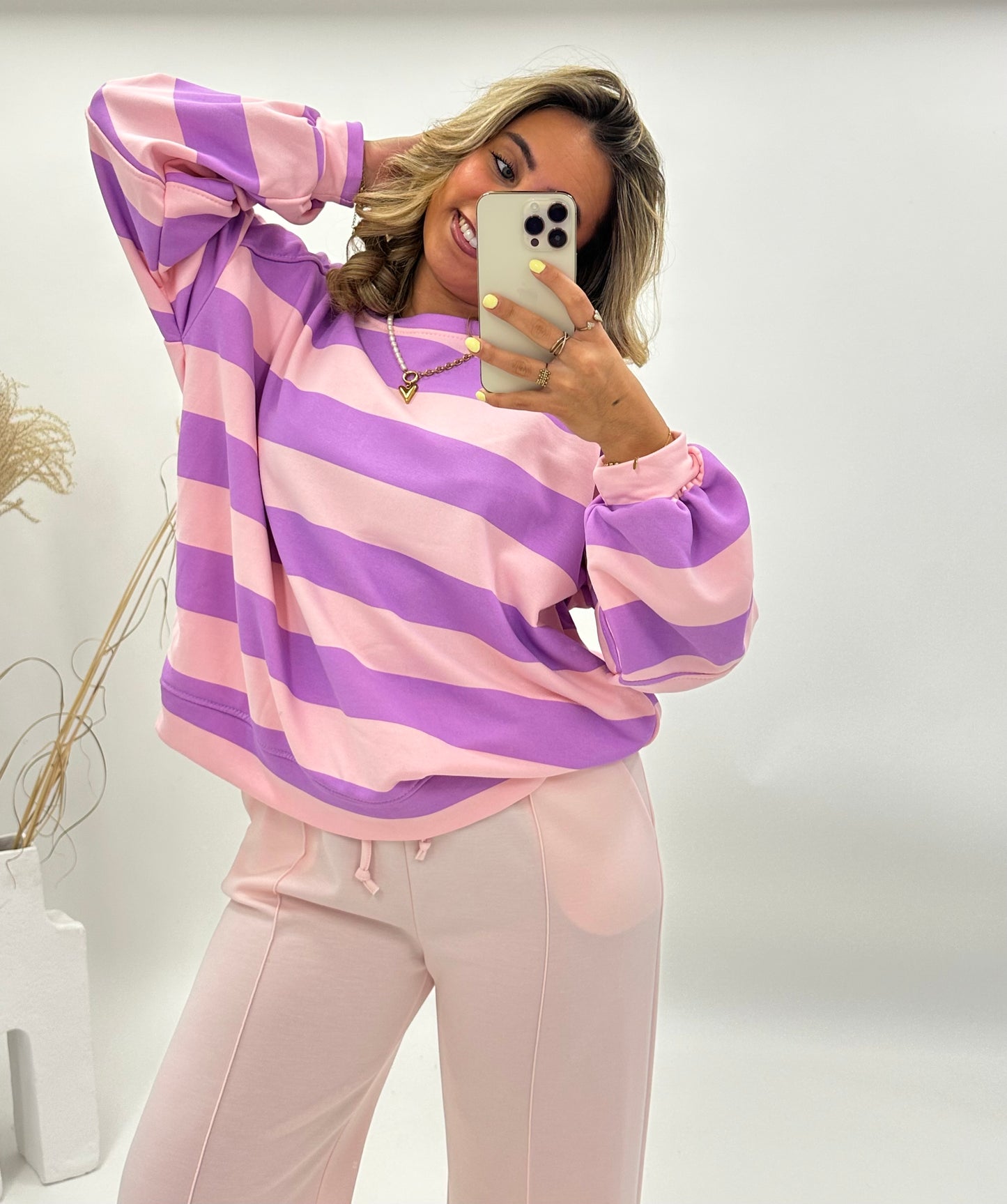 Wendy trui gestreept roze paars