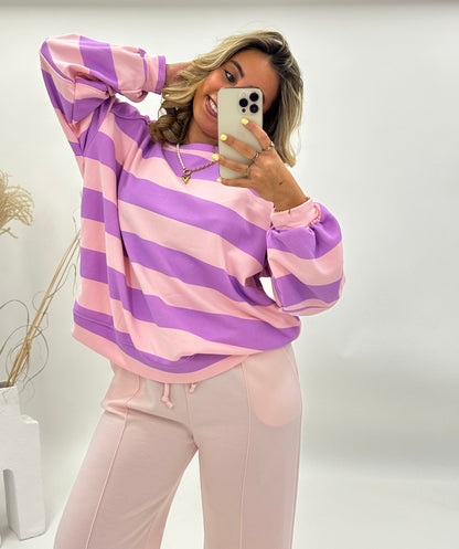 Wendy trui gestreept roze paars