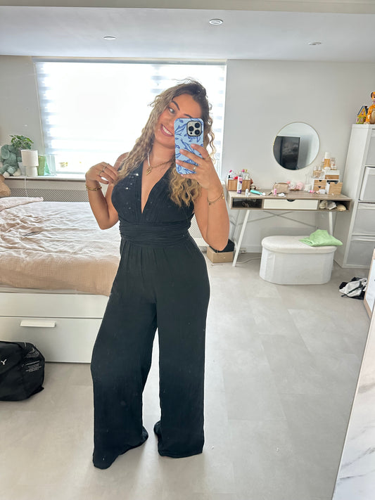 Lina Hydrofiel Halter Jumpsuit – Black