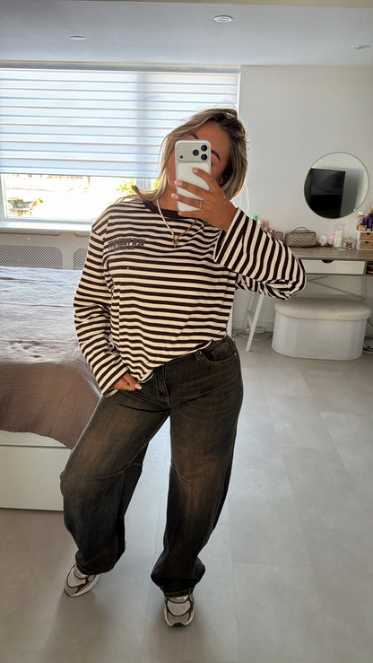 Nola stripe longsleeve - BROWN