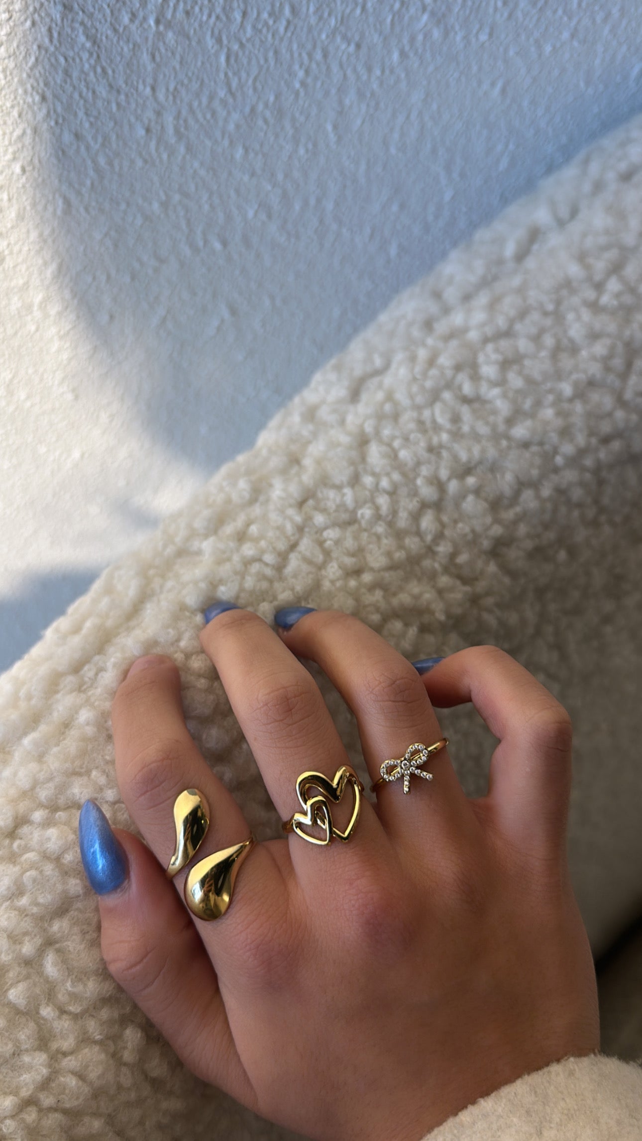 RING STRIKJE STEENTJES - GOUD