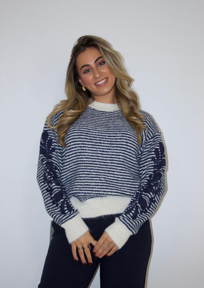 Hannah trui streep blauw