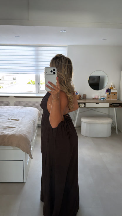 Sterre open back dress - BROWN
