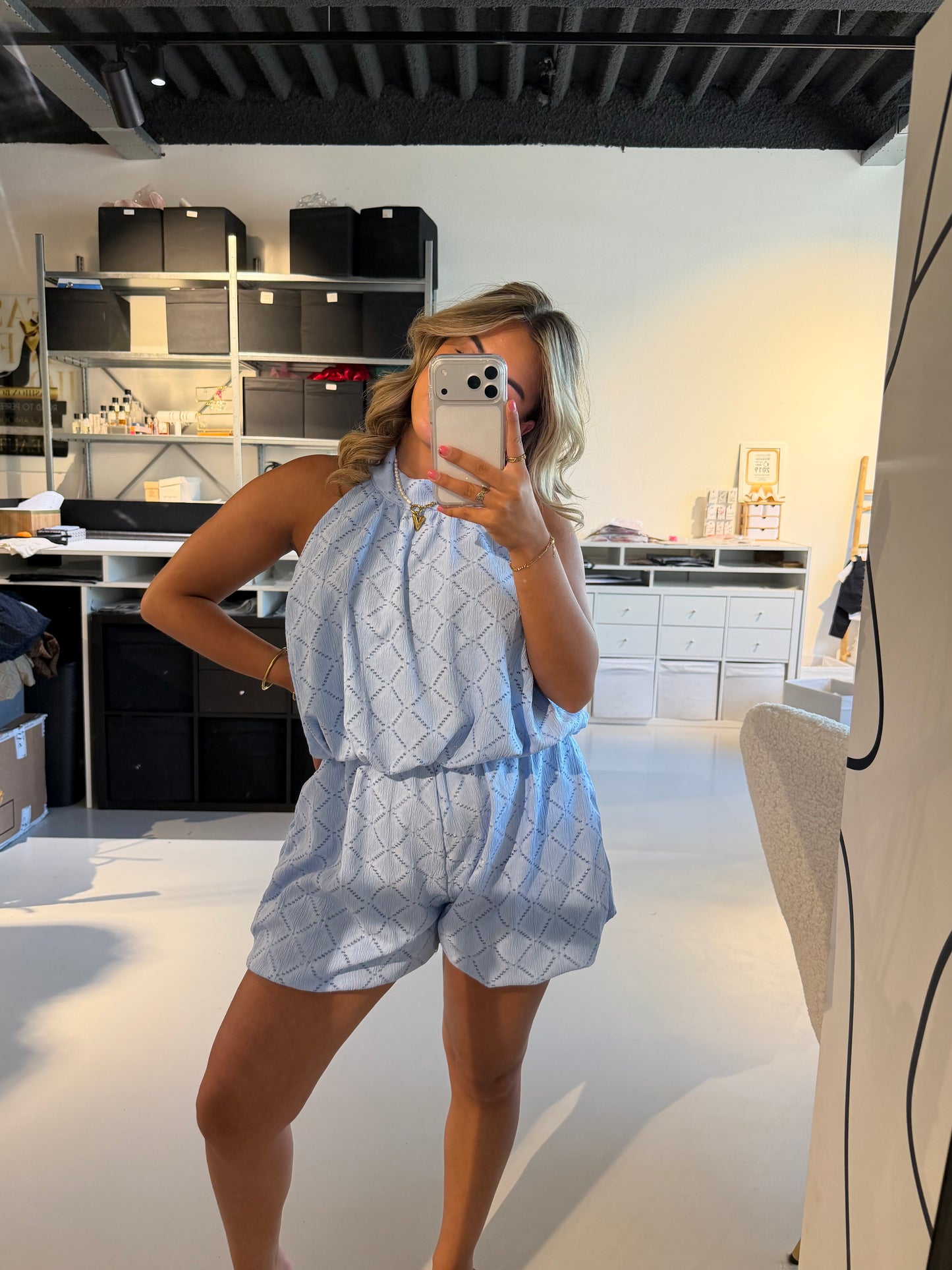 Tes ballon jumpsuit jurkje - BABY BLUE
