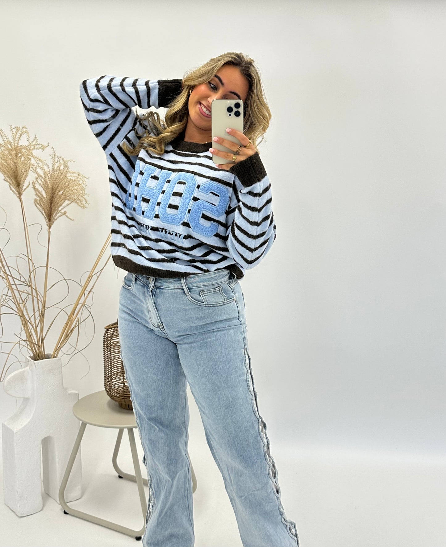 Jill trui SOHO blauw bruin