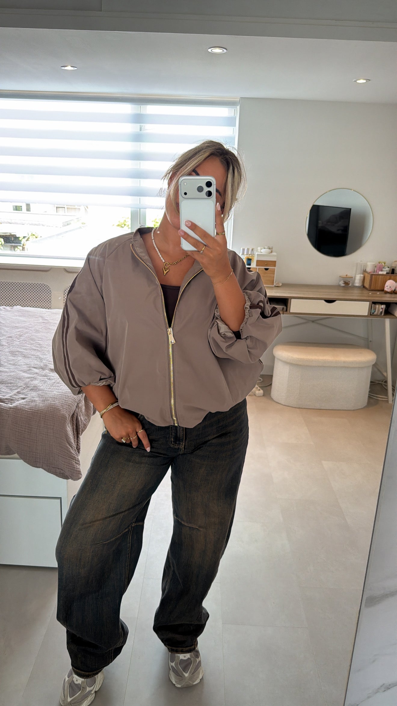Fleur Balloon stripe jacket - TAUPE